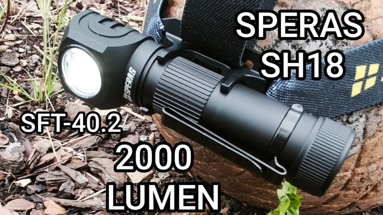 Speras SH18 LED Kopflampe Taschenlampe 2000 Lm. SFT40.2 Test Review Flashlight Beamshots keine U1