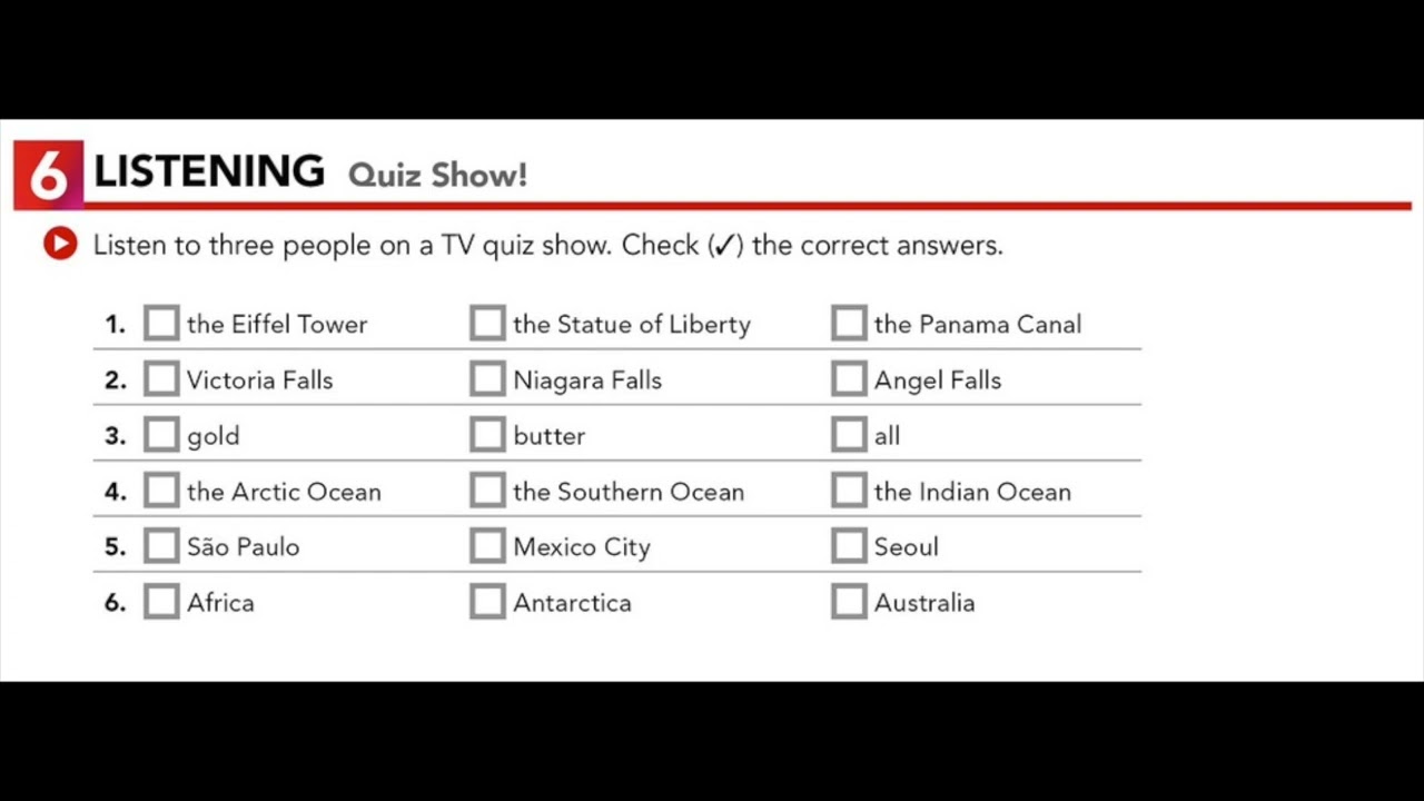 U14.6 LISTENING: Quiz Show!