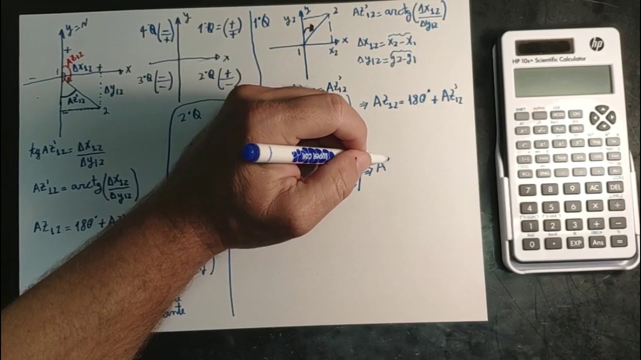 Cálculo do Azimute em função das coordenadas de dois pontos.