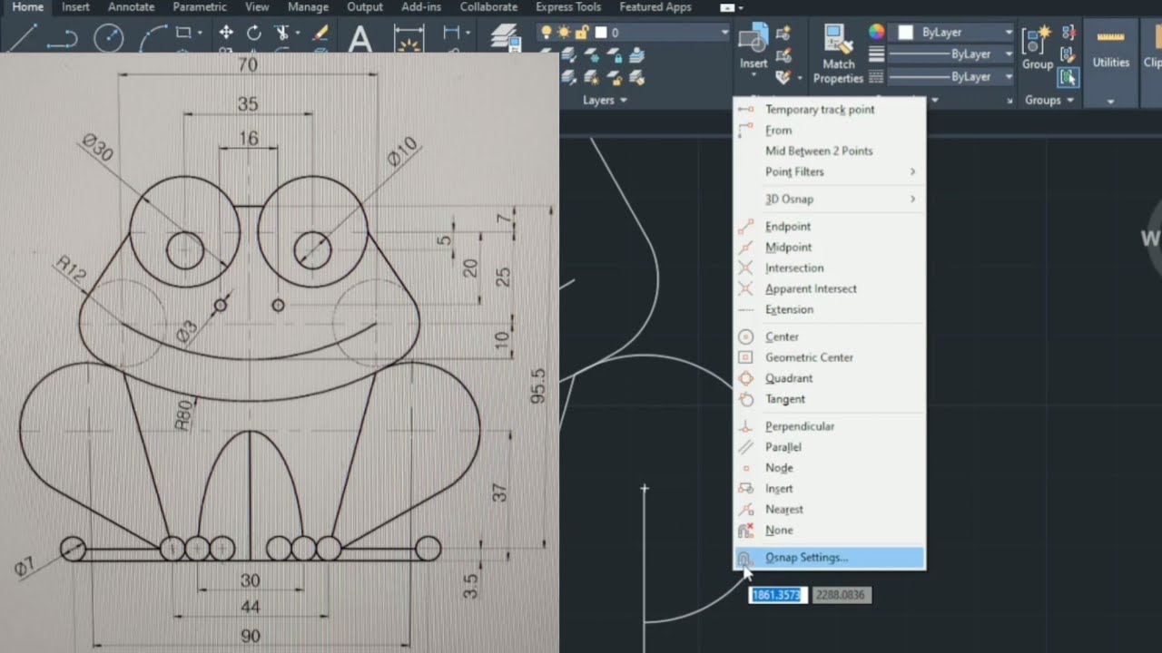 AutoCAD'de BASİT KURBAĞA ÇİZİMİ / Çizim Örnekleri