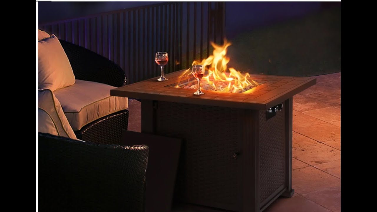 Topshak GF1 Fire Table Pit 28 inch 50,000 BTU Pulse Ignition Outdoor Banggood Review Fall Halloween