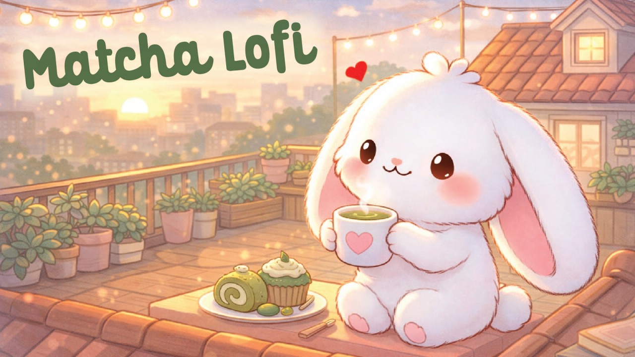 Bunny Lofi Matcha Latte 🍵🐰 4 Hour Happy Lofi Song 🎧 Cute Lofi 🎵 cute & relaxing music 💕 Lofi Hip Hop
