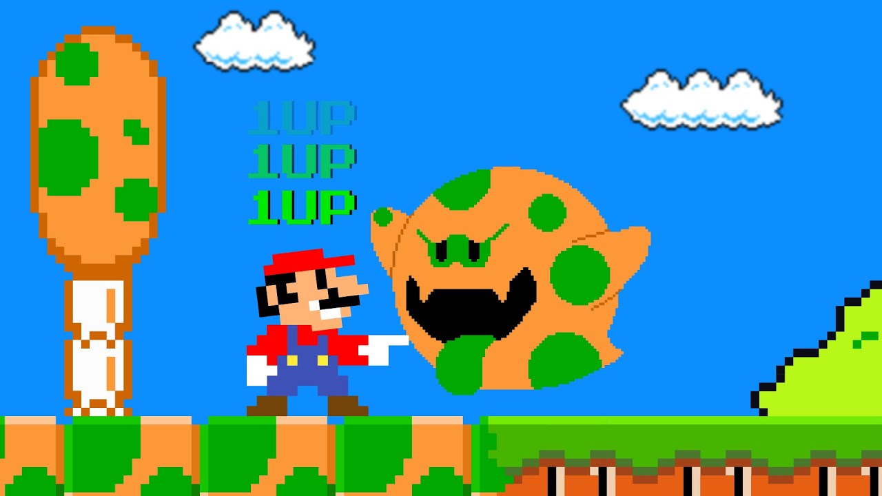 Super Mario Bros., but Mario Can Turn Anything He Wants Into 1-Ups