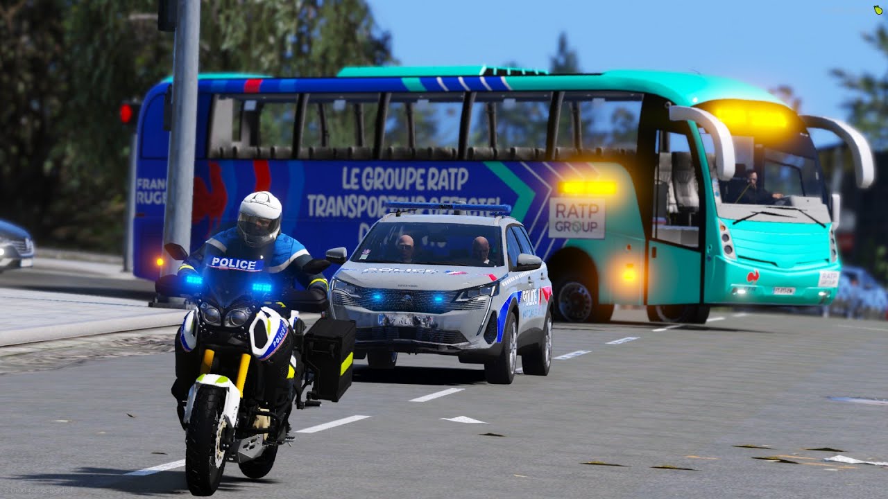 [GTA5-RP] ESCORTE DU BUS DE L'ÉQUIPE DE FRANCE DE RUGBY #004