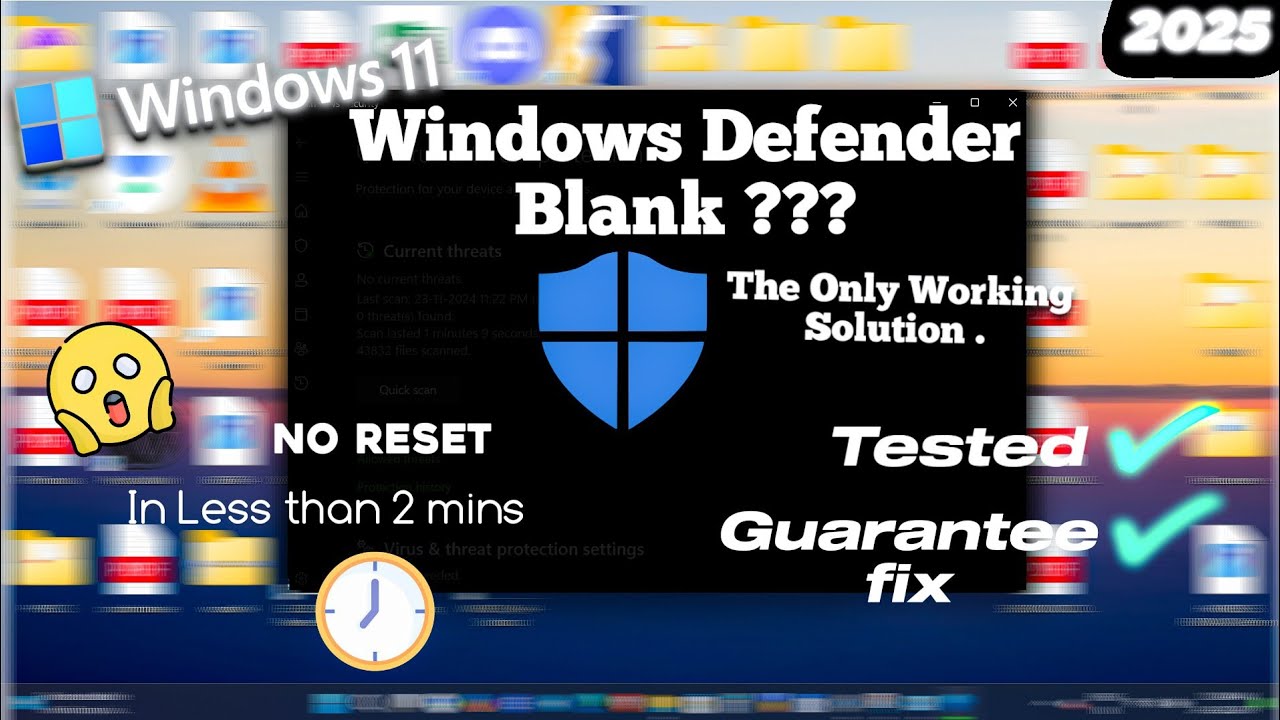 Windows Defender Not working/ Blank screen fix / voiceover/