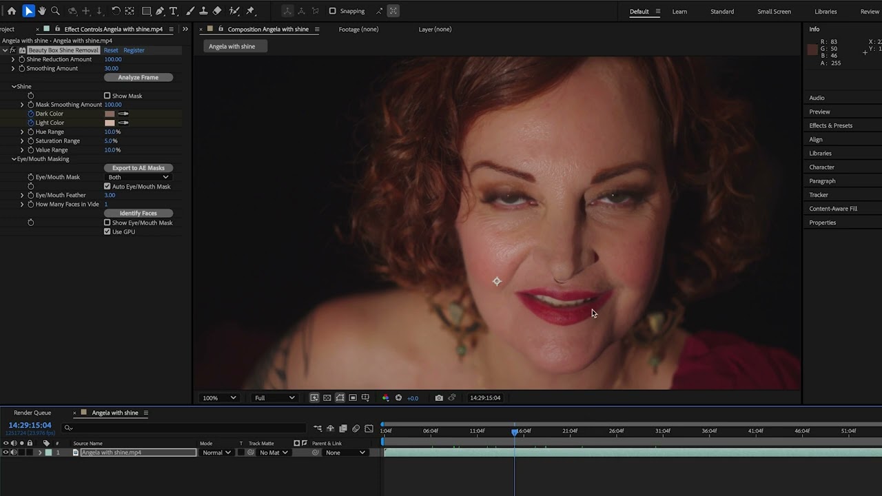 Beauty Box's Shine Removal: Extra Features Only in Adobe After Effects