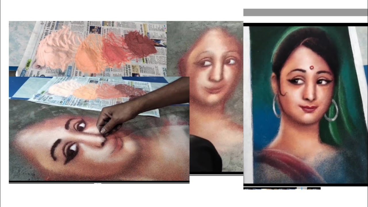 Easy Face Rangoli Skin Colour Shading Rangoli 🌈