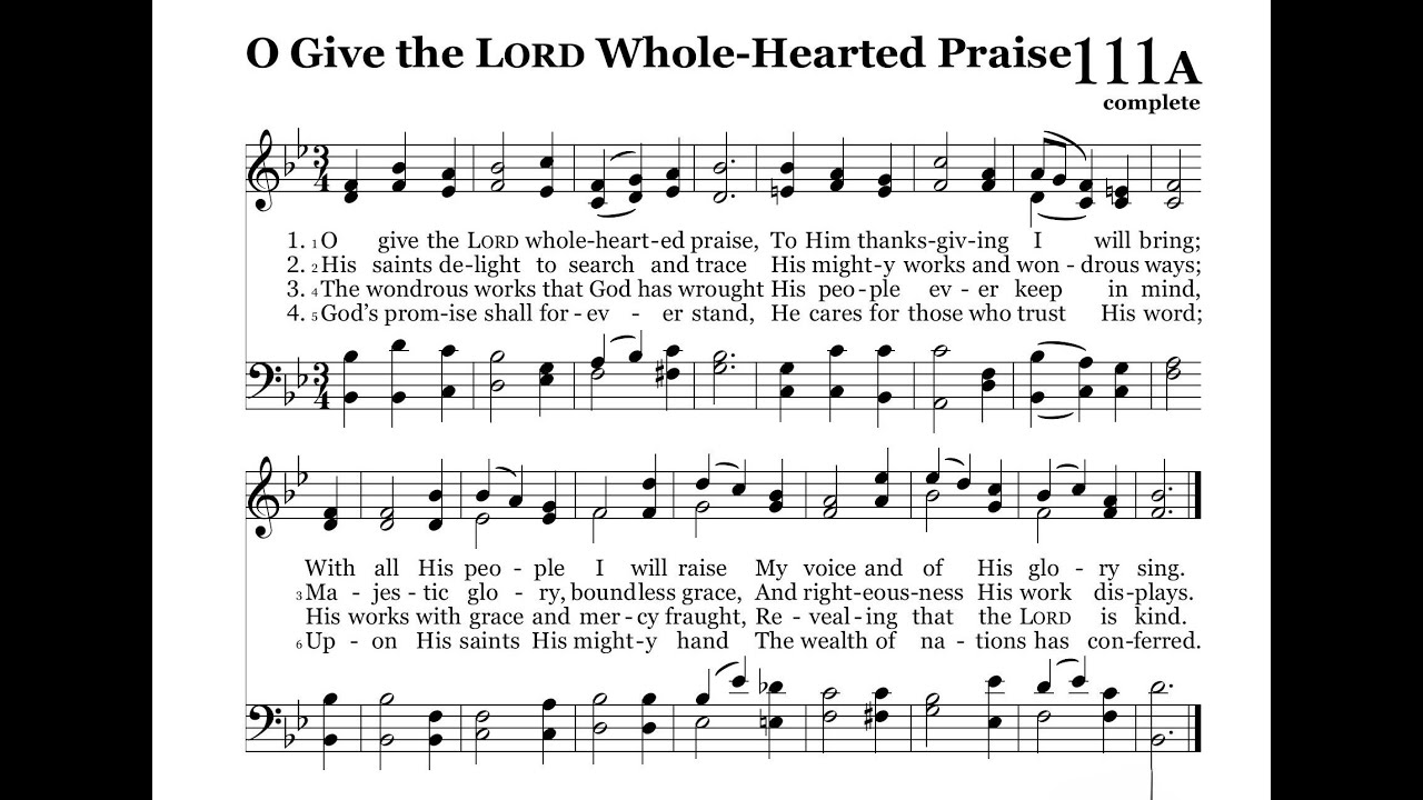 O Give the Lord Wholehearted Praise (Germany) 2024 Psalter 111A