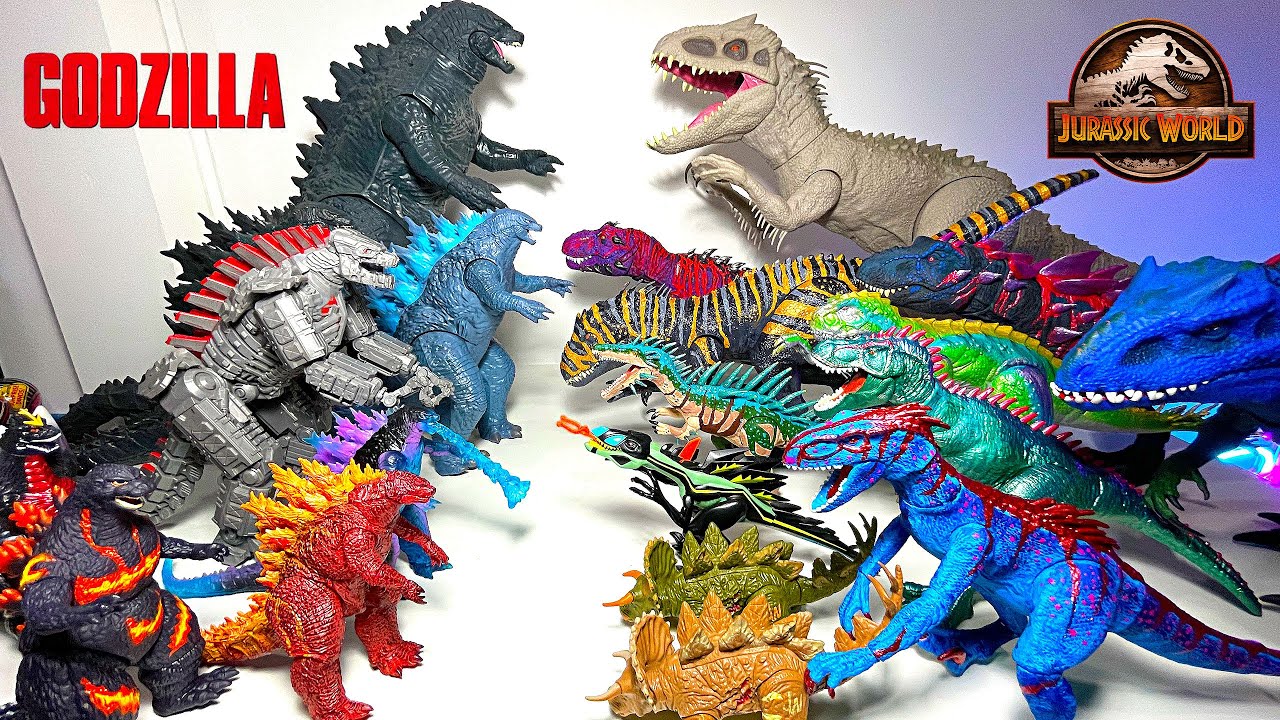 Jurassic World Dinosaur Hybrids VS Godzilla Toys Collection! Indominus Rex, Scorpios Rex, Indoraptor