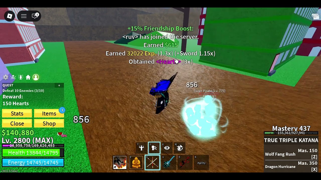 finishing the new hearts quest in blox fruit