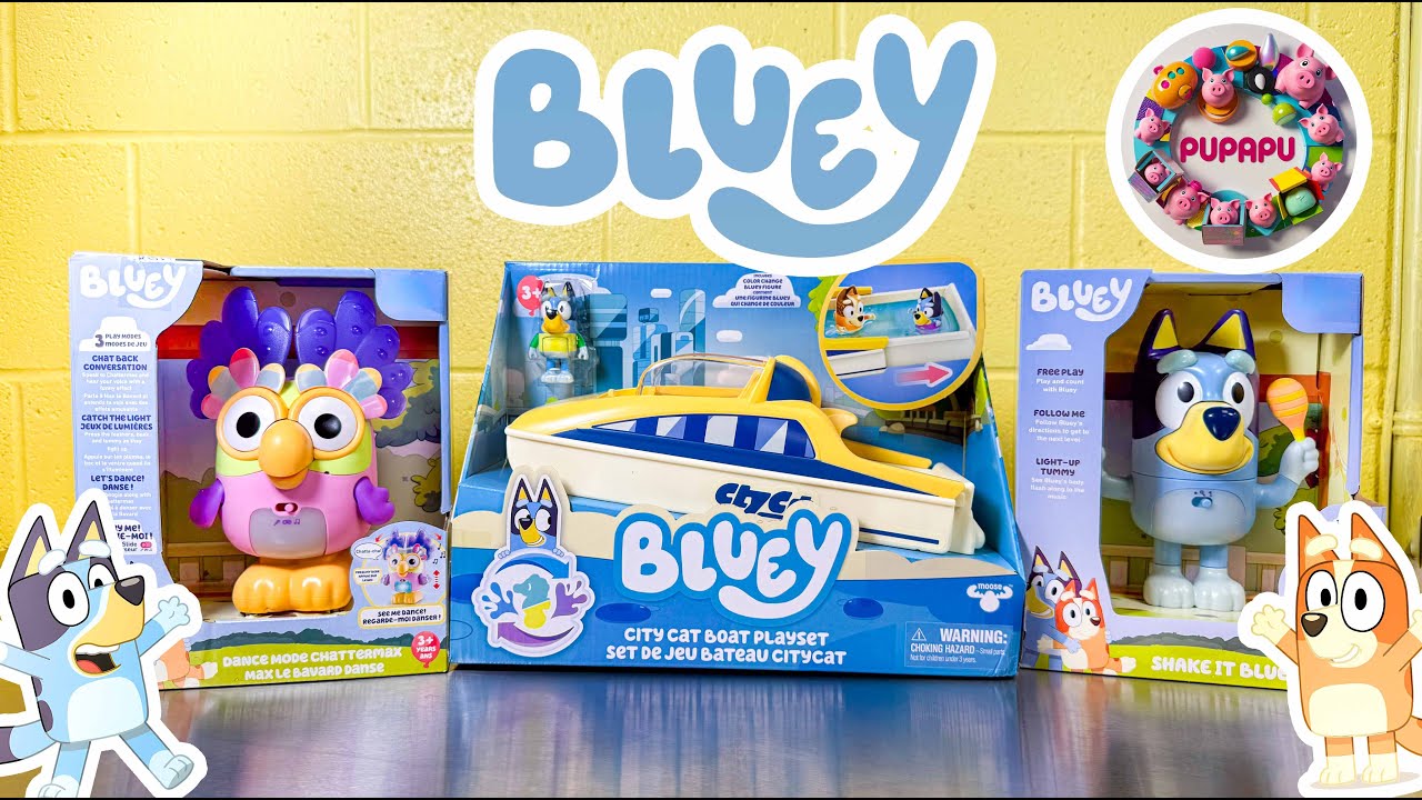 ASMR Unboxing Dance Mode Bluey CHATTERMAX | Shake It Bluey | Bluey City Cat Boat Playset |Toy Review