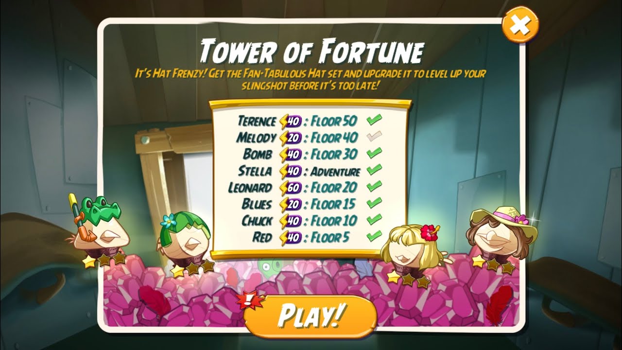 Tower of Fortune - 3rd Day of Fan-Tabulous Hat Set - Angry Birds 2