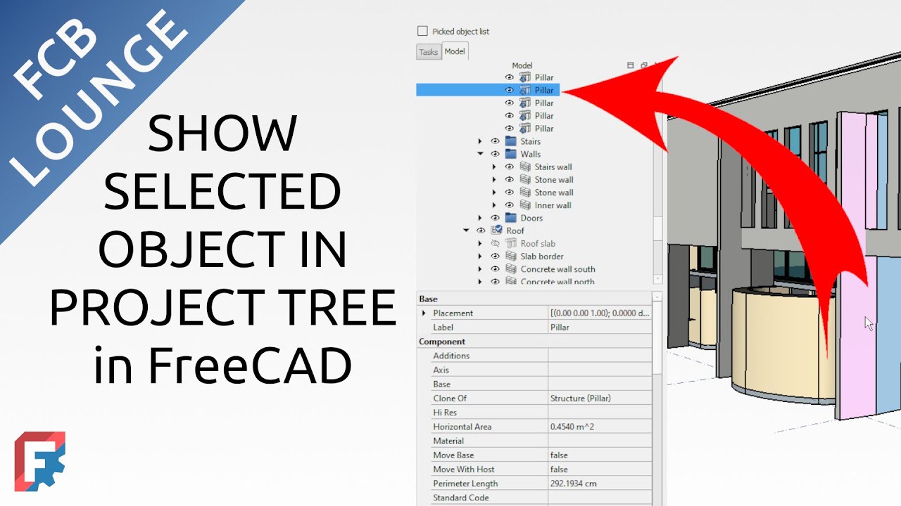 Show Selected Object in Project Tree in FreeCAD