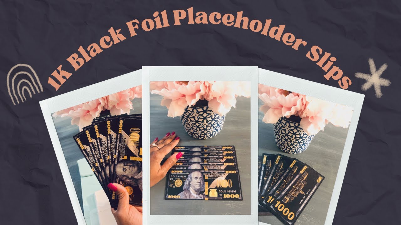 1K Black Foil Cash Stuffing Placeholder Slips | Bill Exchange Placeholders | Foil Prop Bills