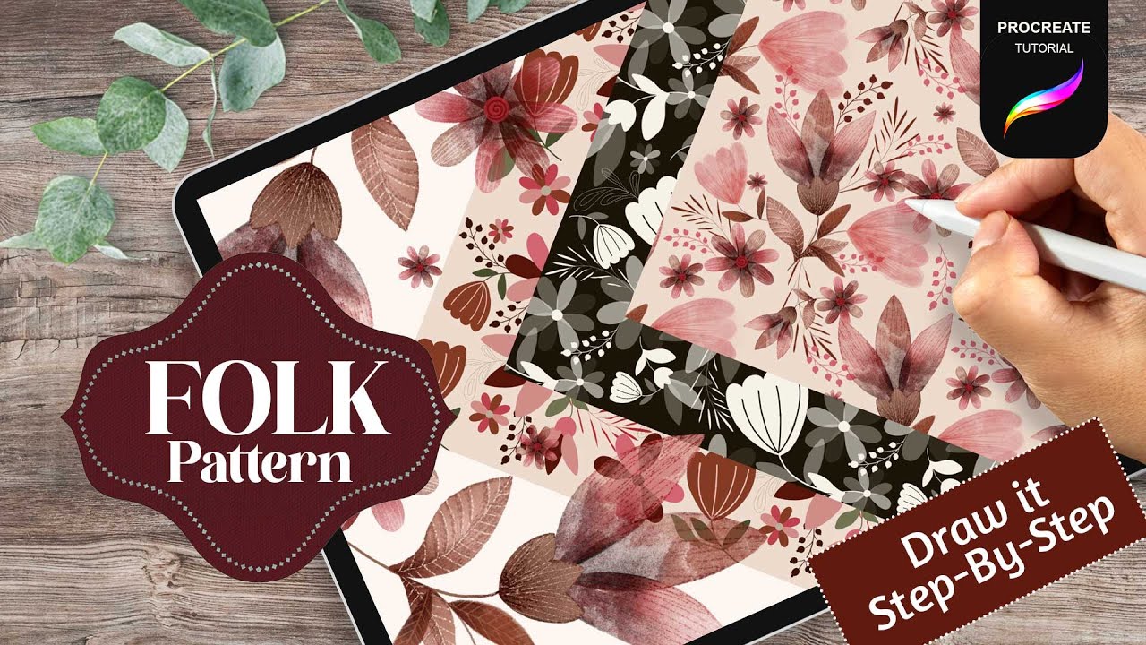 SEAMLESS PATTERN in Procreate using STAMP BRUSHES | Folk Art Pattern Procreate