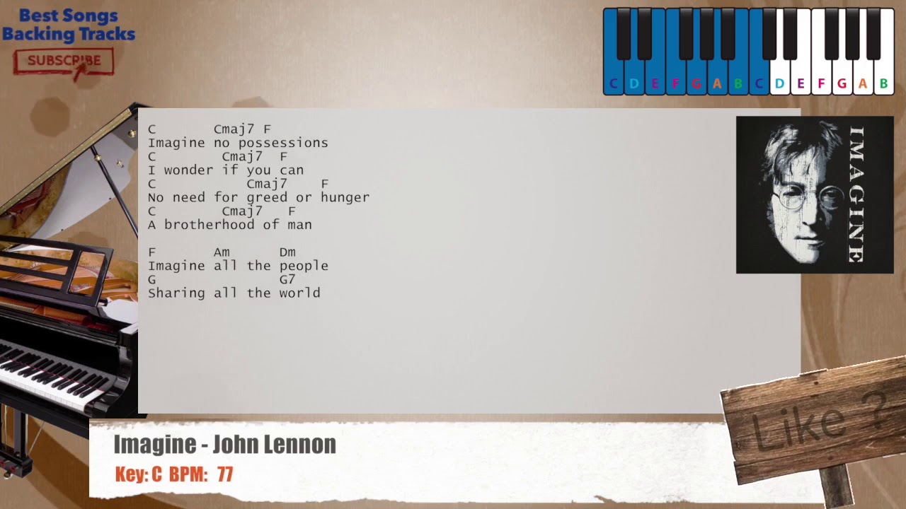 🎹 Imagine - John Lennon Piano Backing Track with chords and lyrics