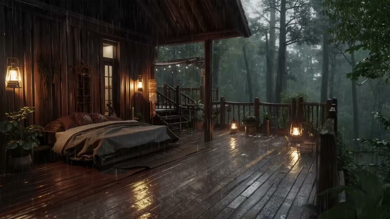 Fall Asleep to Forest Cabin Rain 🌧️ Deep Sleep Rain Sounds