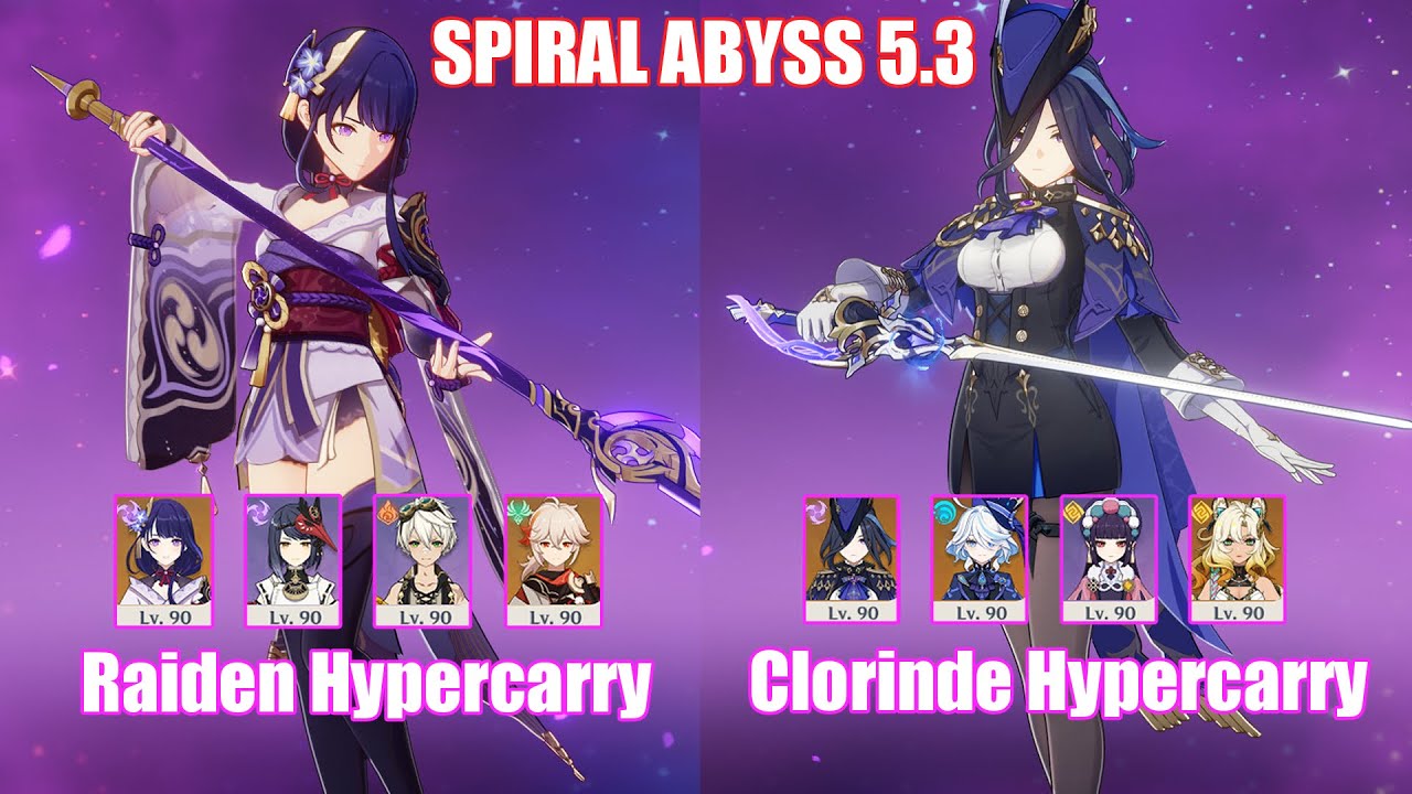 C0 Raiden Hypercarry & C0 Clorinde Hypercarry  | Spiral Abyss 5.3 | Genshin Impact
