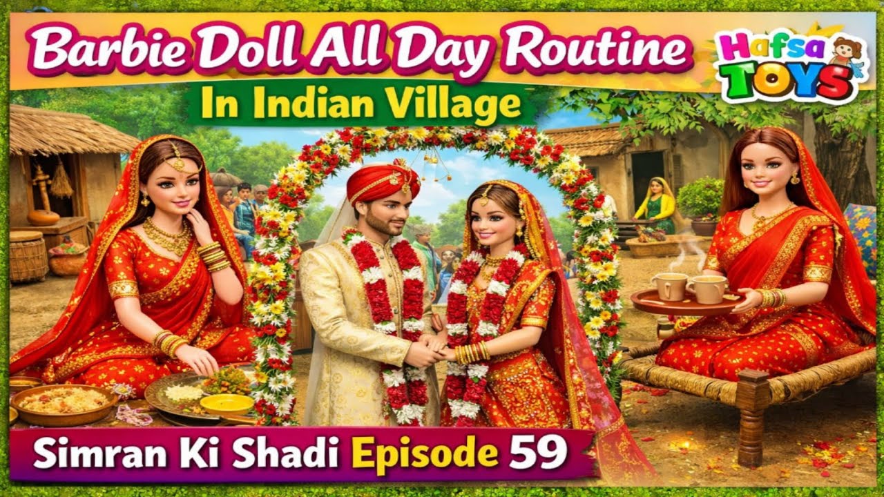 Barbie Doll All Day Routine In Indian Village/Simran Ki Shadi Part-59 Barbie Doll #barbiedoll #doll