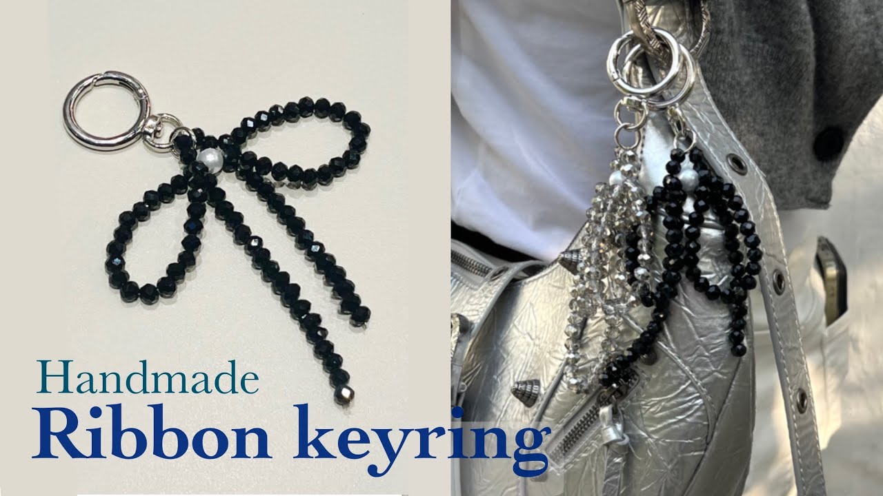 [Keyring DIY] 초급✨데일리 비즈 리본 키링 만들기 easy Ribbon Keyring Making Tutorialㅣbeads craft