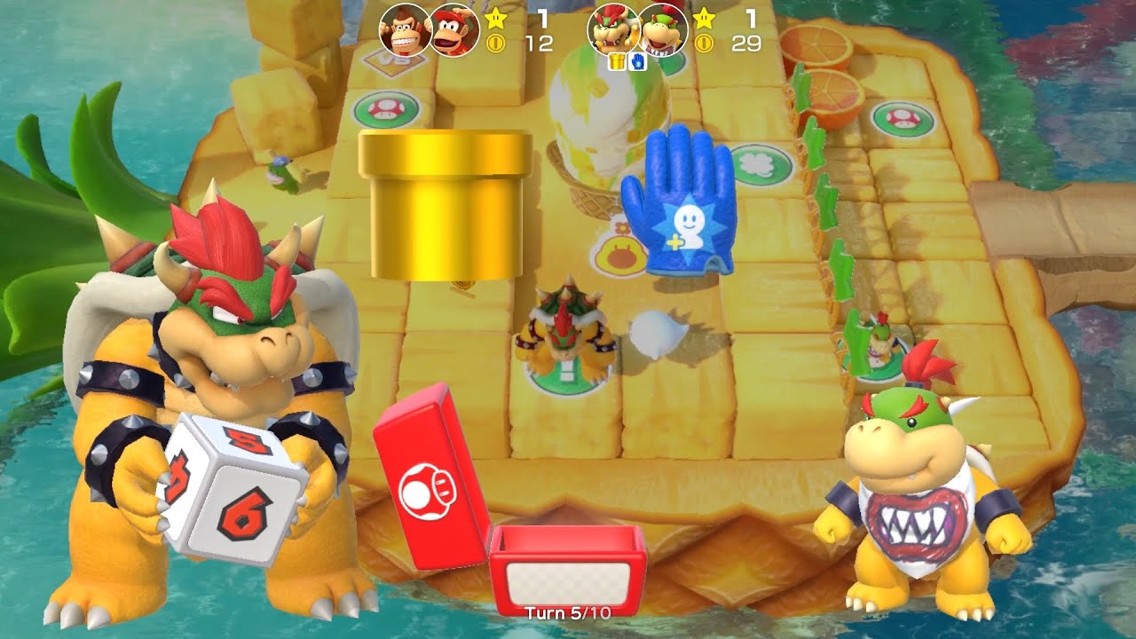 Super Mario Party Partner Party #1975 Watermelon Walkabout Bowser & Bowser Jr vs DK & Diddy Kong