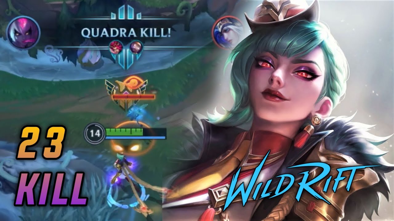 WILD RIFT - 23 KILL! GLORIOUS CRIMSON EVELYNN GILDED GOLD QUADRAKILL! CARRY TEAM GAMEPLAY