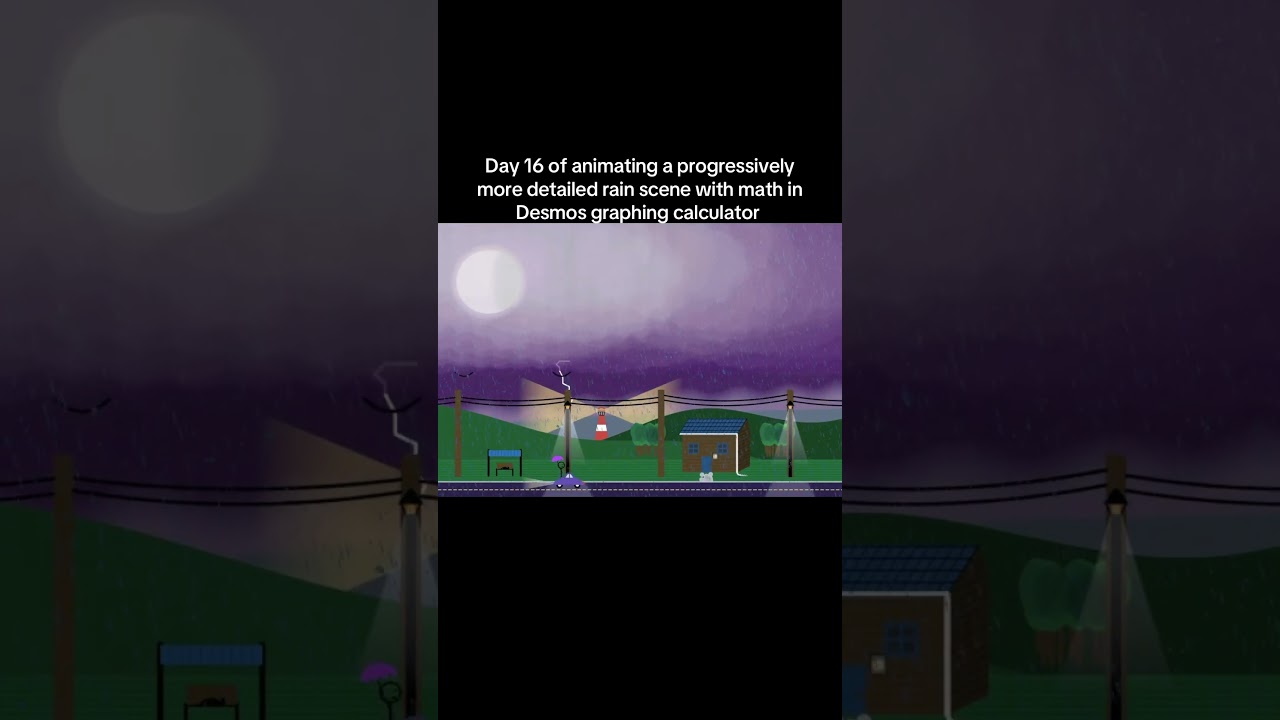Day 16 desmos rain scene update. Still tweaking the actual rain #animation #art