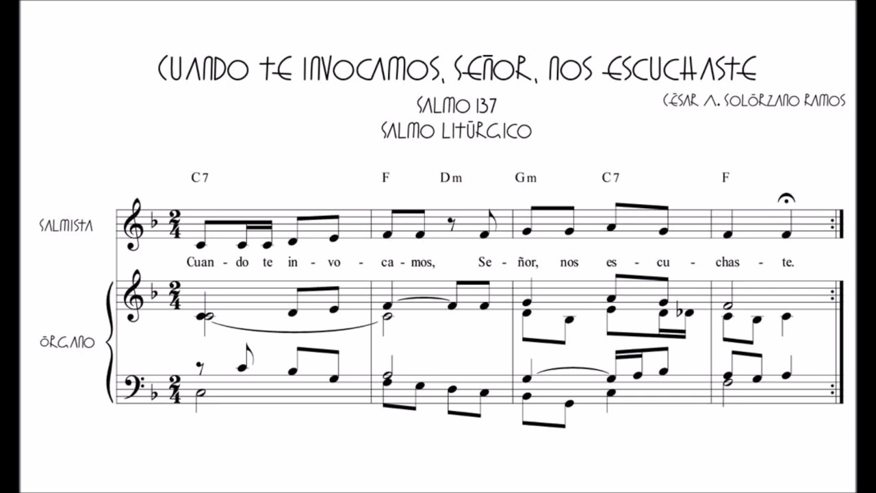 Salmo responsorial para el 5to. Domingo del T. Ordinario Ciclo C (PARTITURA EN DESCRIPCIÓN DE VIDEO)