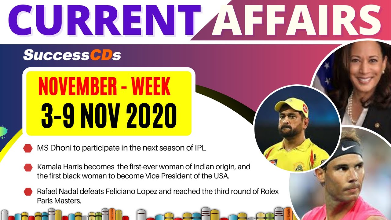 Latest Current Affairs November 2020 Week 1| Latest GK Quiz  Nov. 2020 and Current Affairs MCQs