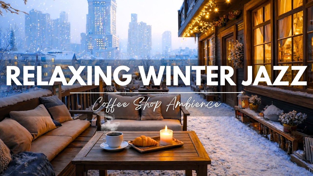 Relaxing Winter Jazz Music at Cozy City Coffee Shop Ambience ⛄ Warm Instrumental Jazz for Studying