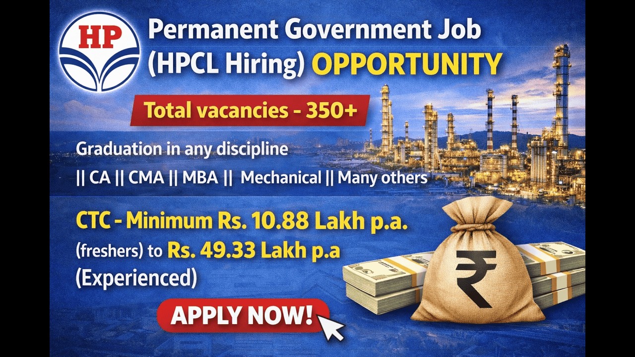 Permanent Government Job Opportunity &ndash; HPCL hiring for Graduates, CA, CMA, MBA and Engineers #jobs