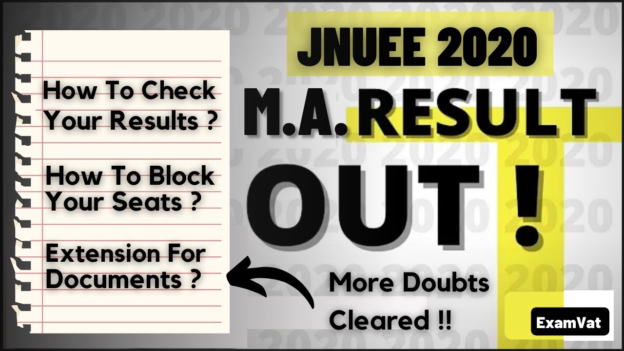 JNU 2020 - M.A Results Out | JNU M.A Admissions Open | ExamVat