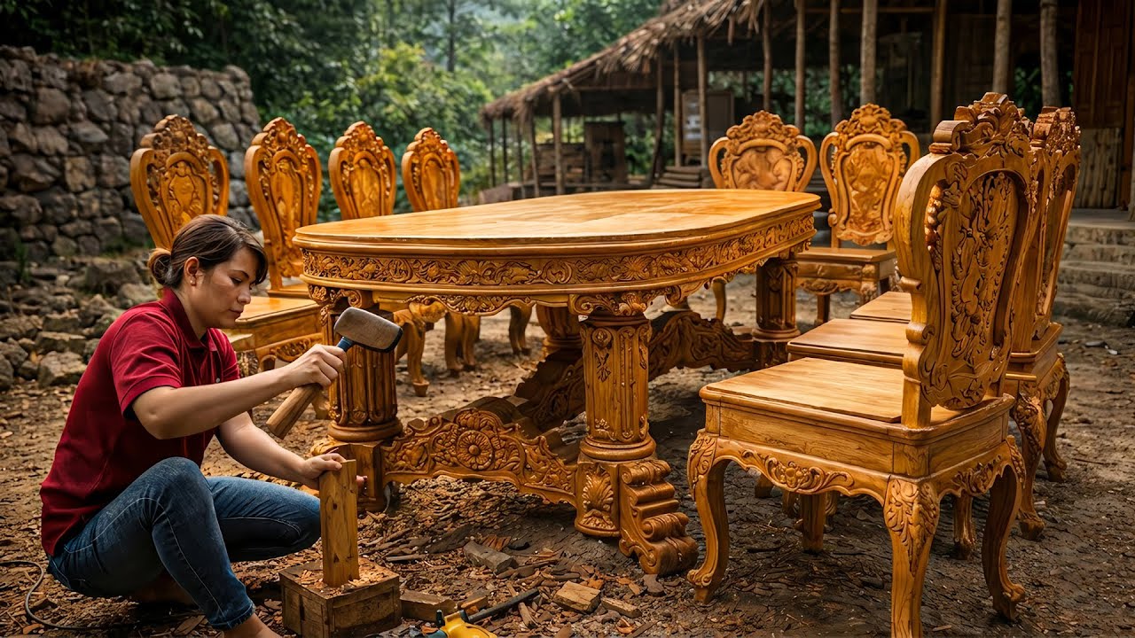 I Designed and Built a Strong Wooden Dining Table Set | Built by Hand