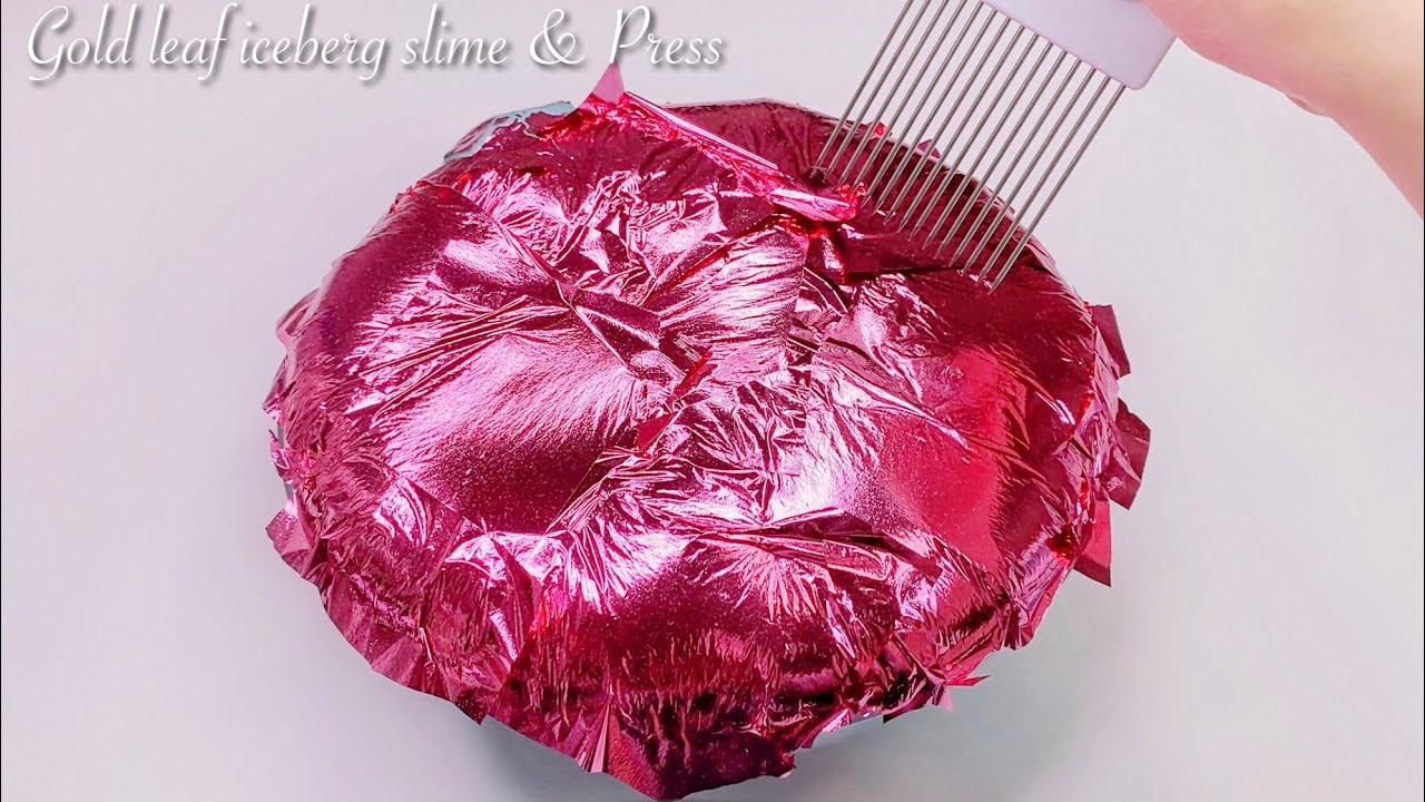 【ASMR】💖金箔アイスバーグスライム↪︎金箔プレススライム🏅【音フェチ】Gold leaf iceberg slime & Press 금박 아이스버그 슬라임 & 프레스
