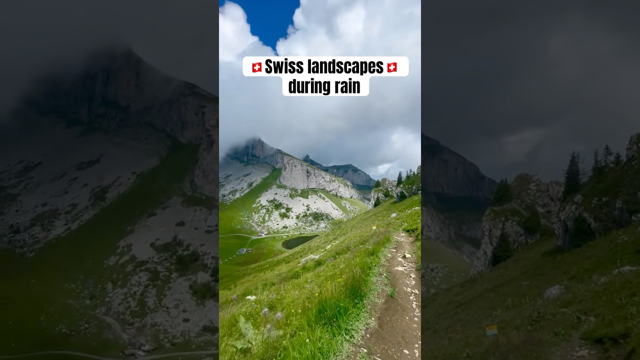 Swiss landscapes🇨🇭 during rain #swissalps #mountains #swisslandscape #nature #hiking #alps