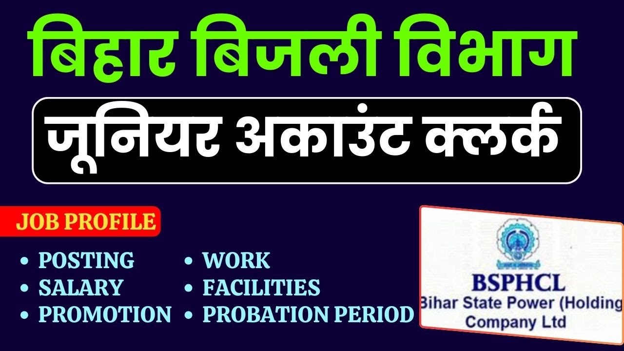 Bihar BSPHCL Junior Account Clerk Job Profile | Bihar Bijli Vibhag Bharti 2024