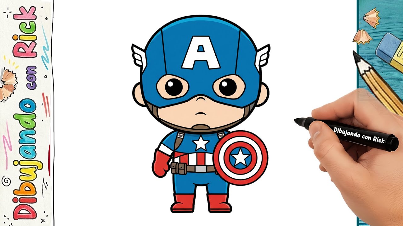 Dibujando a BABY CAPITÁN AMÉRICA KAWAII! 🛡️ | Tutorial de Marvel Fácil