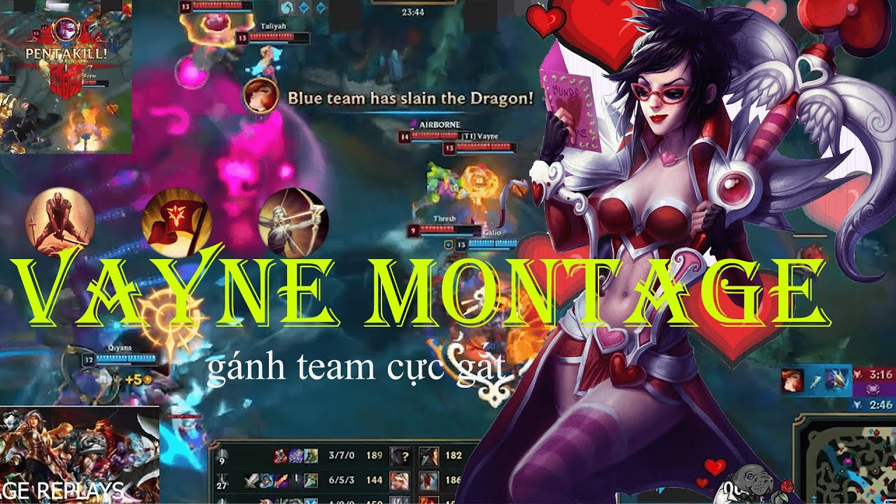 TỔNG HỢP NHỮNG PHA PENTAKILL CỦA VAYNE, QUÁ MÃN NHÃN ? | LOL MONTAGE REPLAYS