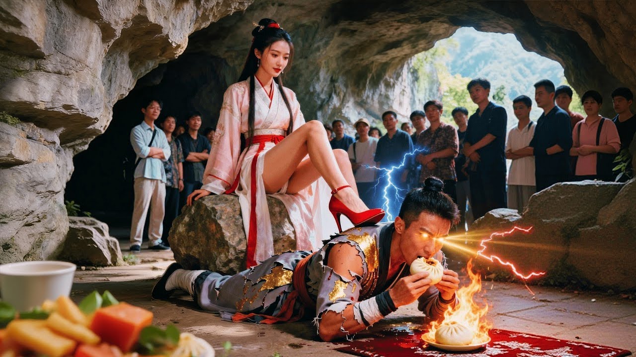 Pemuda miskin dihina dan dikhianati, bangkit dengan kekuatan purba; murid berlutut memohon ampun.