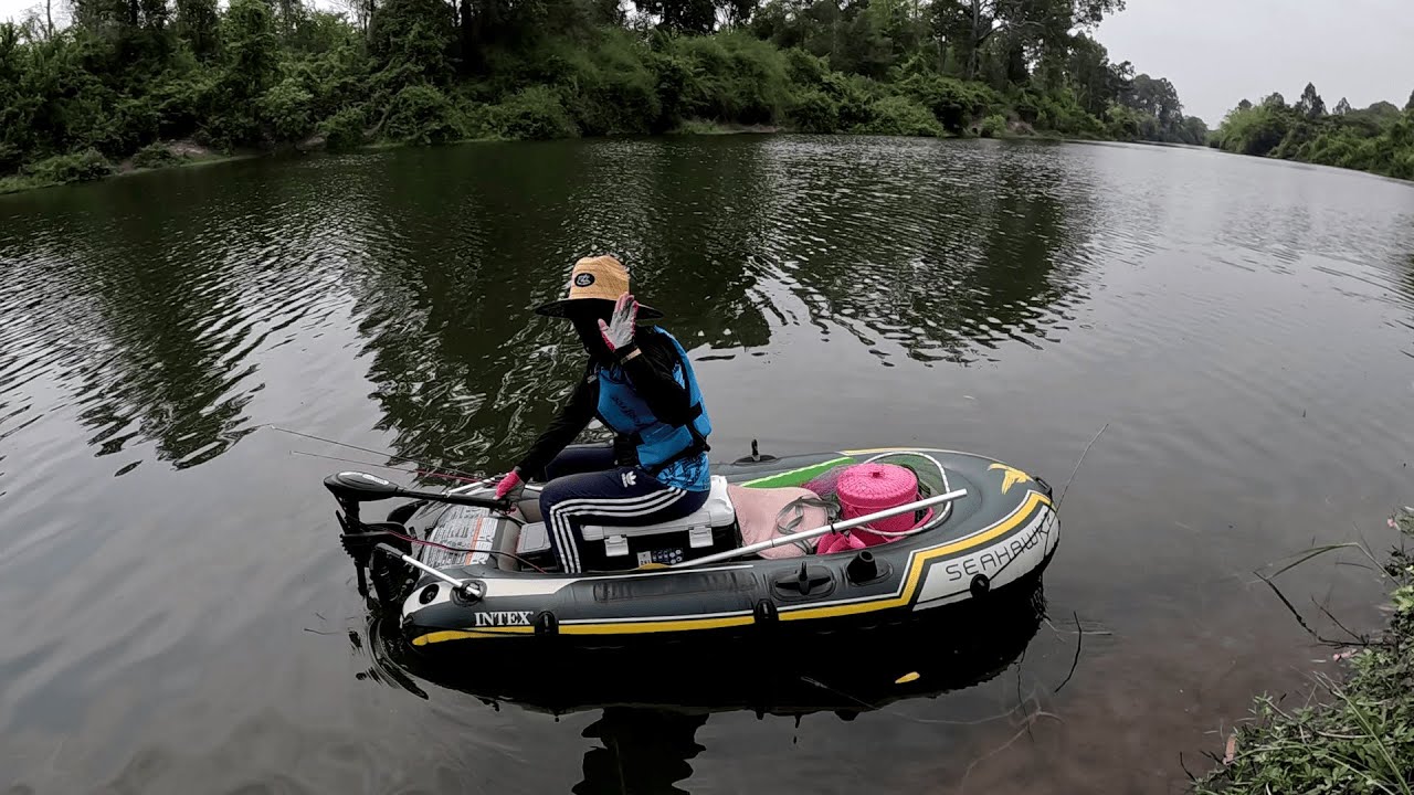 รีวิวเรือยางตกปลา Intex Seahawk 2 ใส่พื้นแข็ง ติดมอเตอร์ไกด์