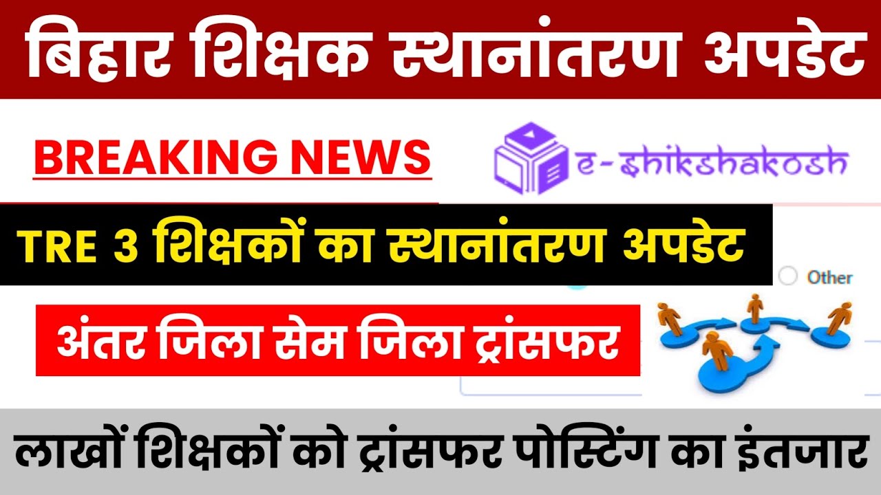 Bihar Teacher Transfer New Update | TRE 3 Teachers Transfer Update | Inter District and Same Dist...