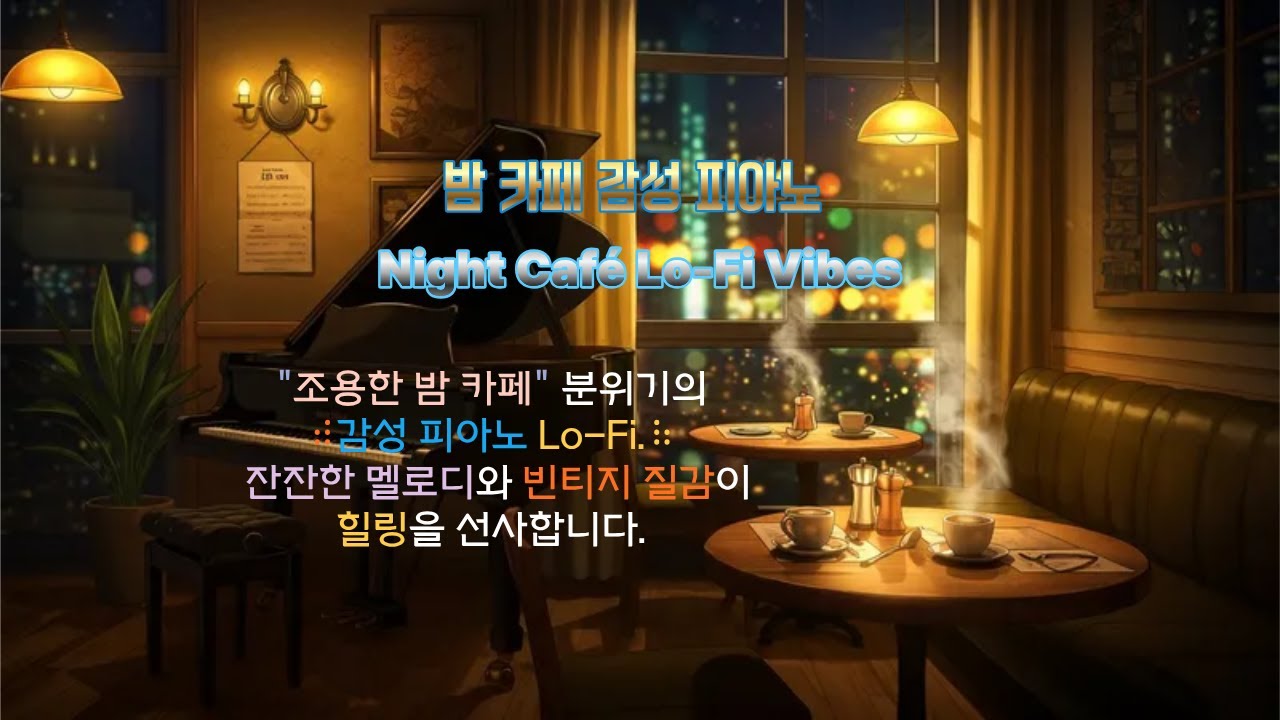 [AI 로파이 피아노] Night Café Dream Piano Lo-Fi 1시간 감성 카페 음악 ☕🌙 AI-Generated Night Café Dream Piano Lo-Fi