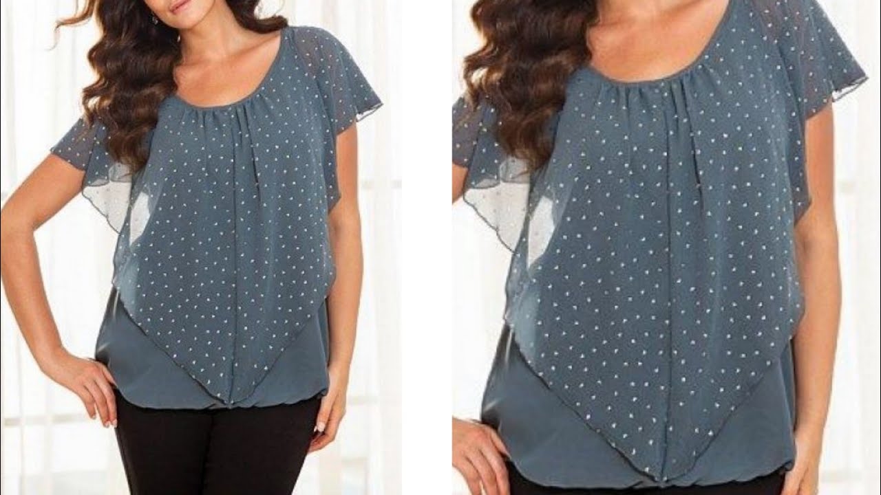 triangle shape cape top cutting and stitching || designer top cutting and stitching