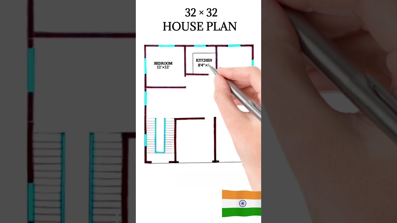 32&times;32 House Design With 2 Big Shop  || 32&times;32 Building Naksha || 2 Bed Boom || Ghar Ka Naksha ||