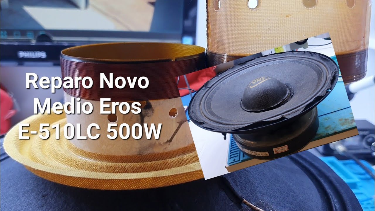 Como trocar o reparo do Medio Grave Eros E-510LC 500W RMS Medio queimou