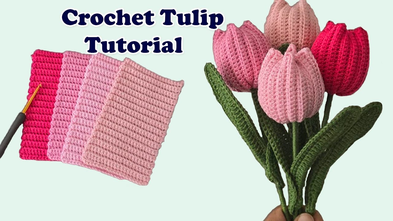 Crochet Tulip Flower 🌷 Easy DIY Bouquet Gift Tutorial