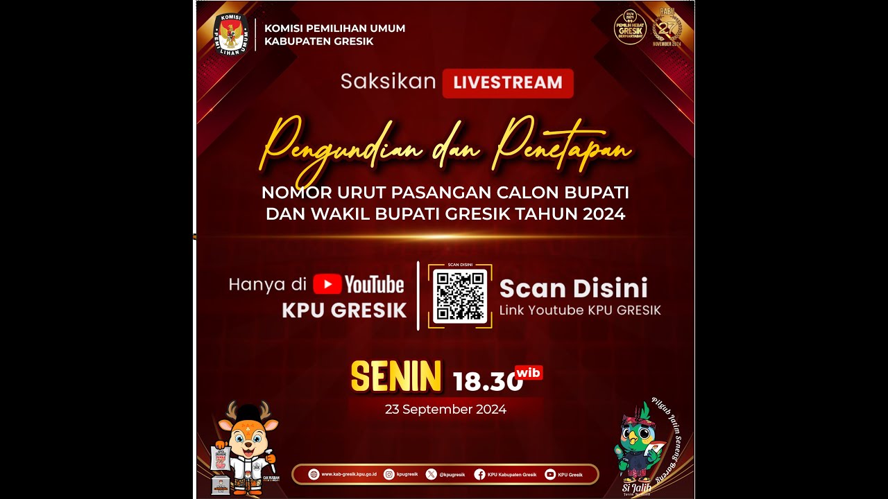 Rapat Pleno Terbuka - Pengundian Nomor Urut Pasangan Calon Bupati dan Wakil Bupati Gresik Tahun 2024
