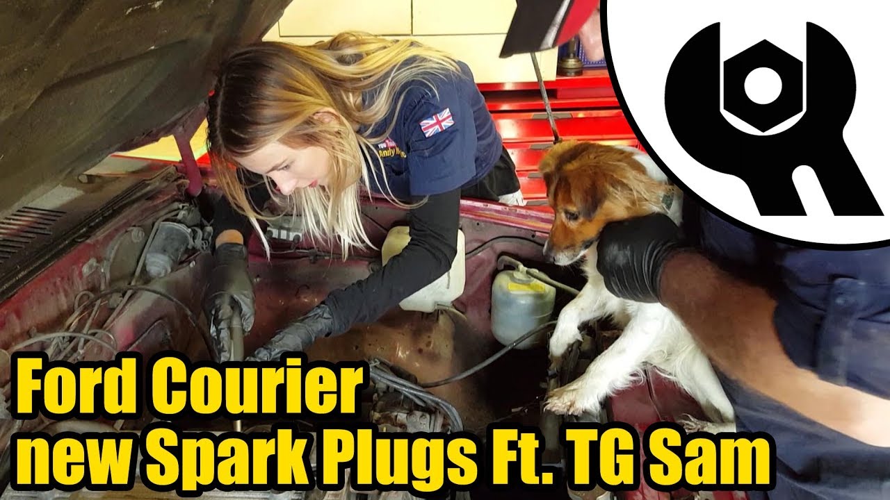 Ford Courier (1993) replacing Spark plugs Ft. Tool Girl Sam #1840