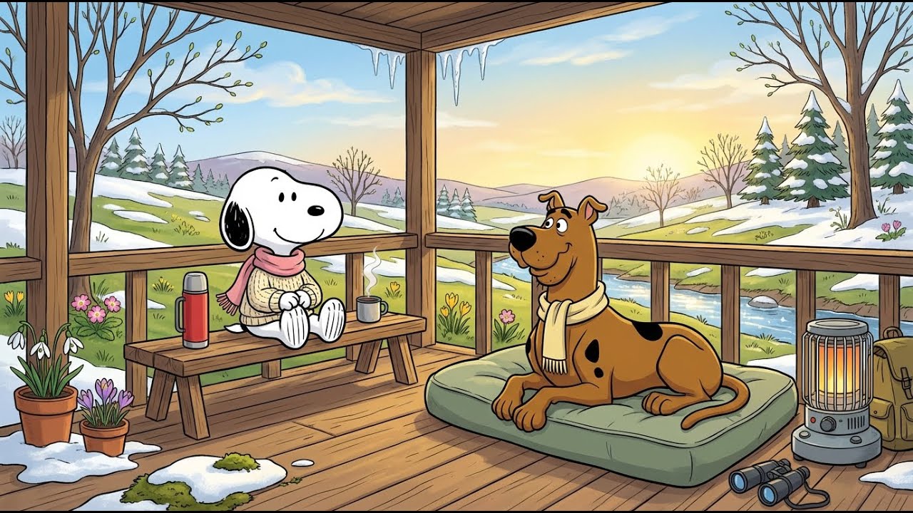 Snoopy Enjoying a Quiet Winter Morning ☕❄️ Smooth Jazz for Study When Your Brain Won’t Wake Up