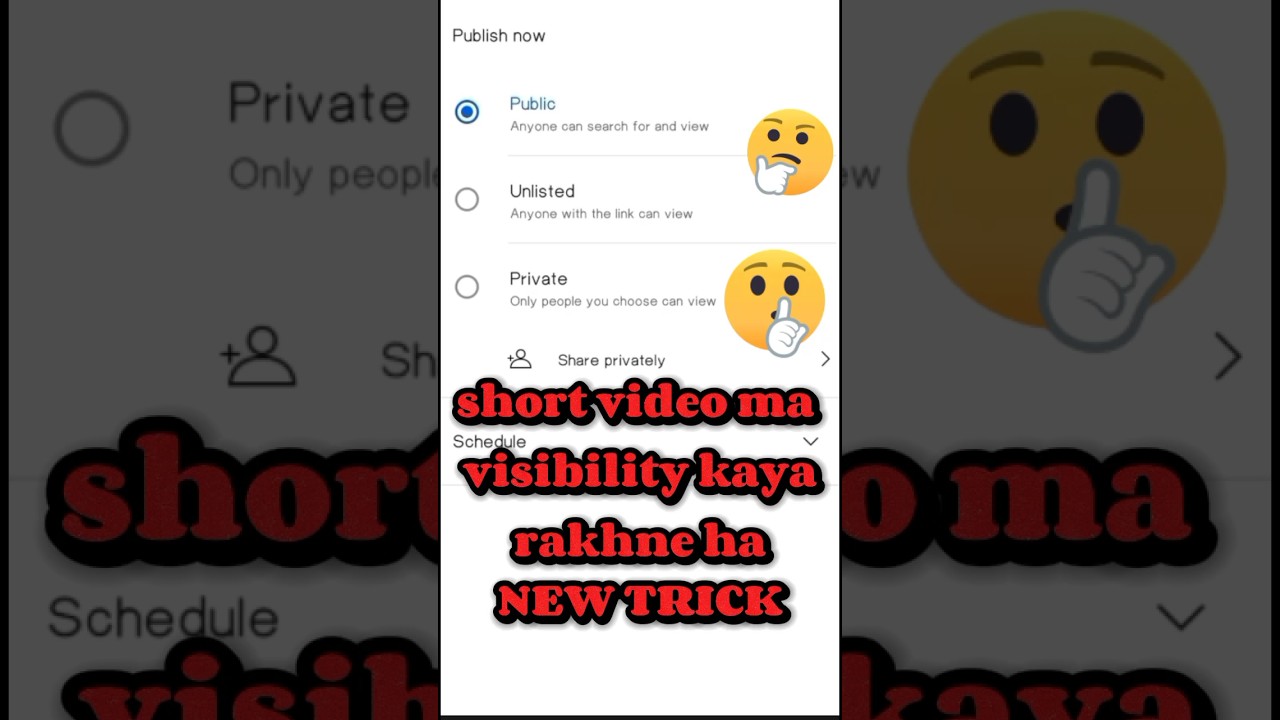 short video upload karte wakt visibility kaya select kare 